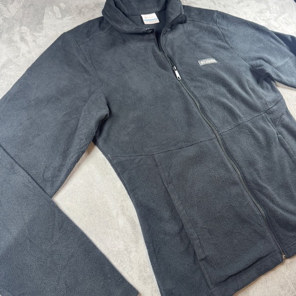 Columbia Benton Springs Fleece Jacket Womens Large Black Full Zip Outdoor Hiking - Picture 2 of 9